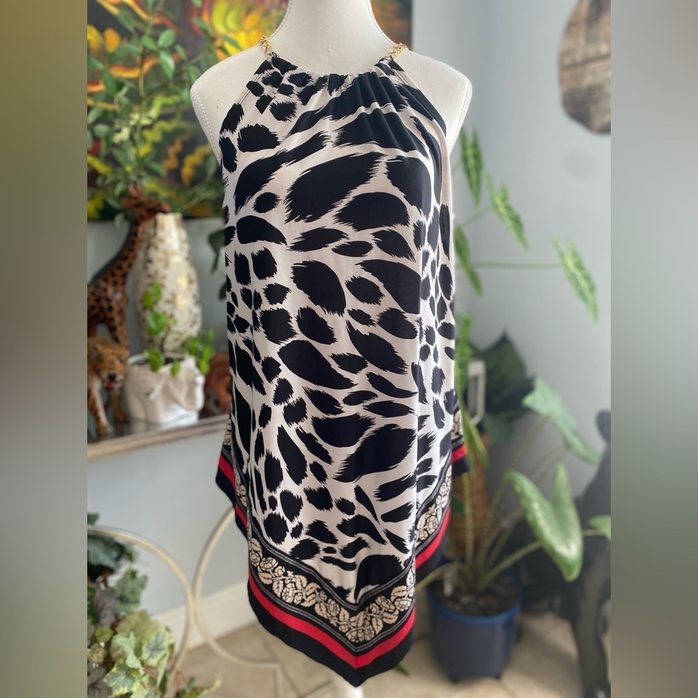 Zebra Print Top With Gold Straps Size Large Femme Animal Print Chic